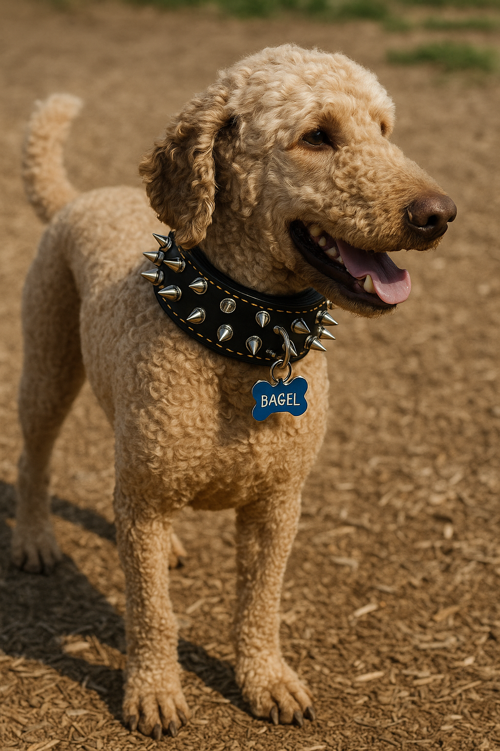 Bestia Genuine Leather Dog Collar with Screw Spikes and Soft Leather Cushion – Large